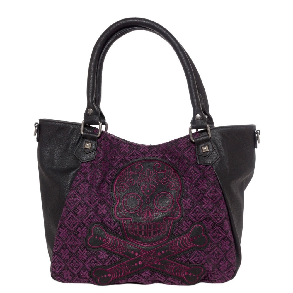 Loungefly Purse, Purple/black Sugar Skull